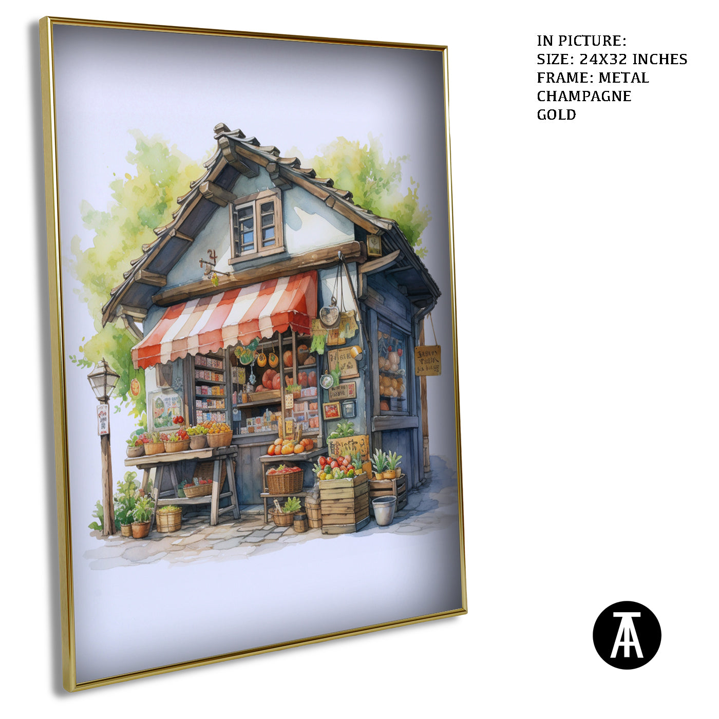 Artwork in Light Brown Frame