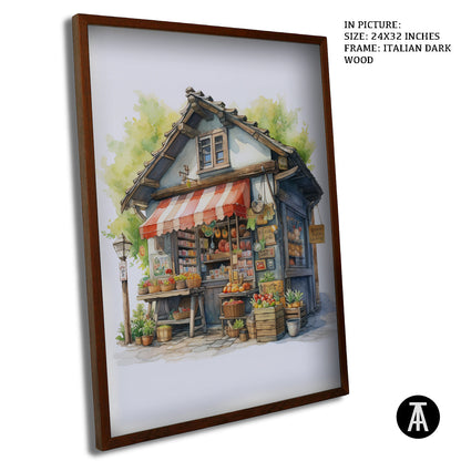 Artwork in Dark Wood Frame