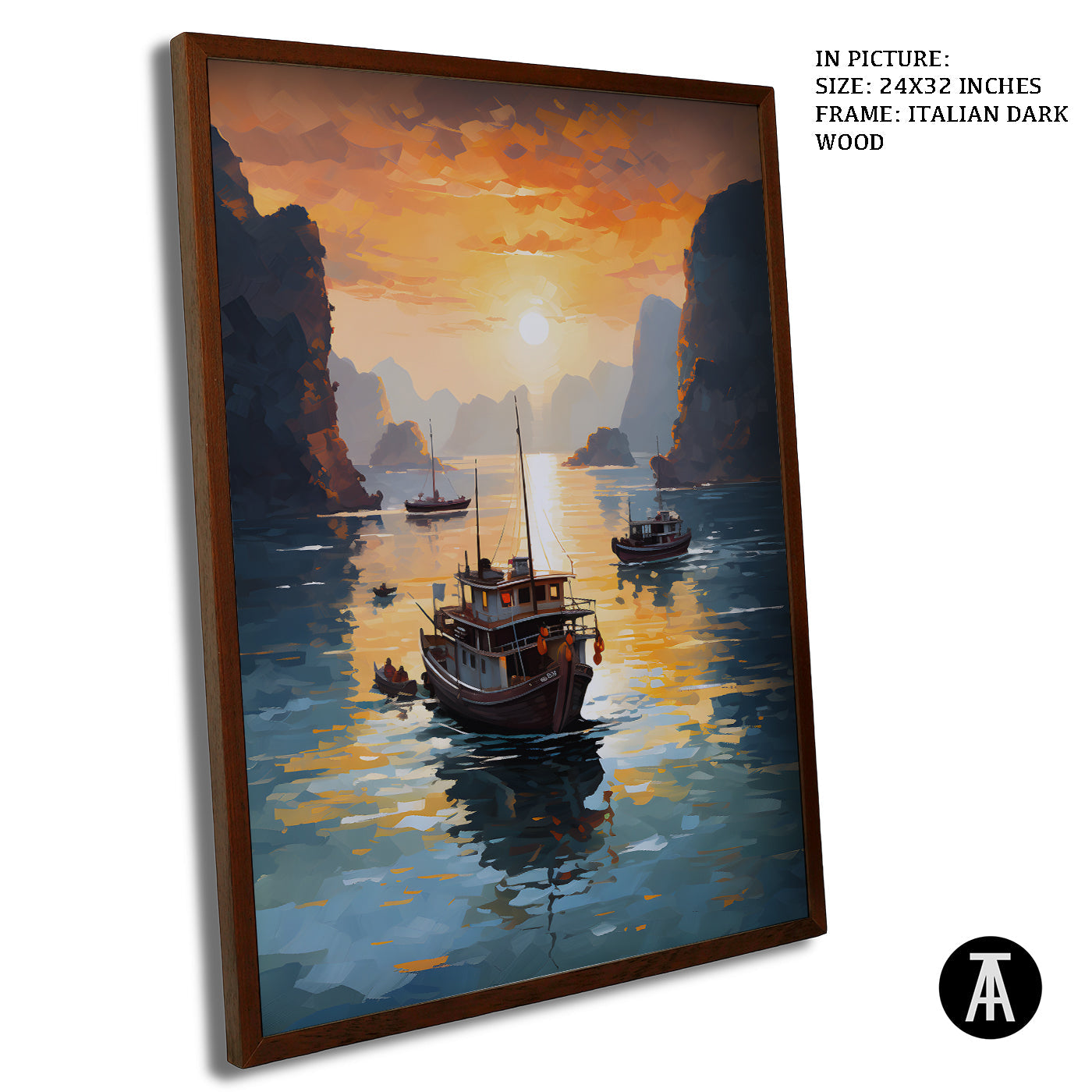 Artwork in Dark Wood Frame