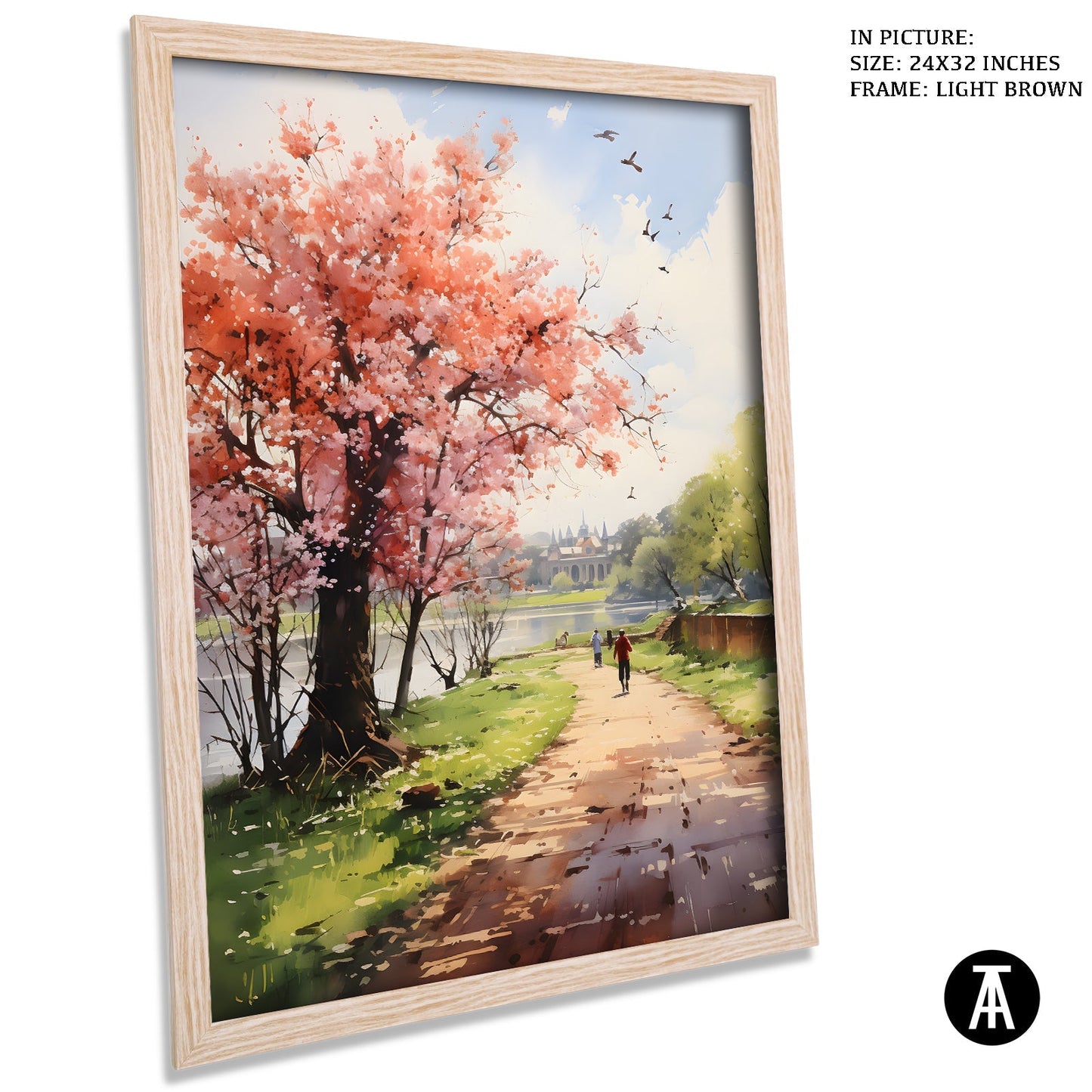 Artwork in Light Brown Frame