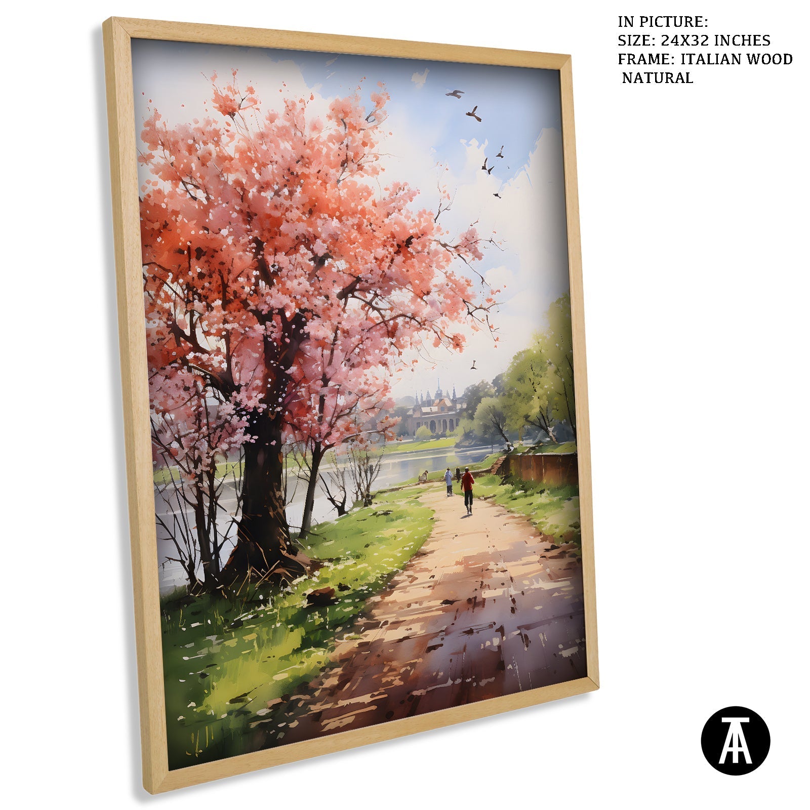 Artwork in Natural Wood Frame