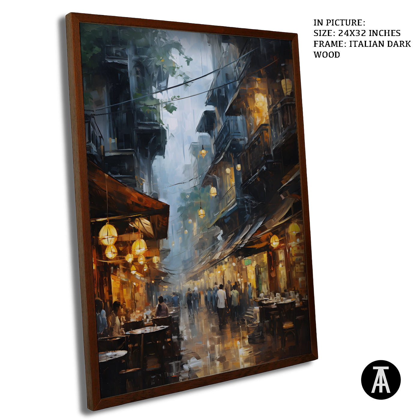 Artwork in Dark Wood Frame