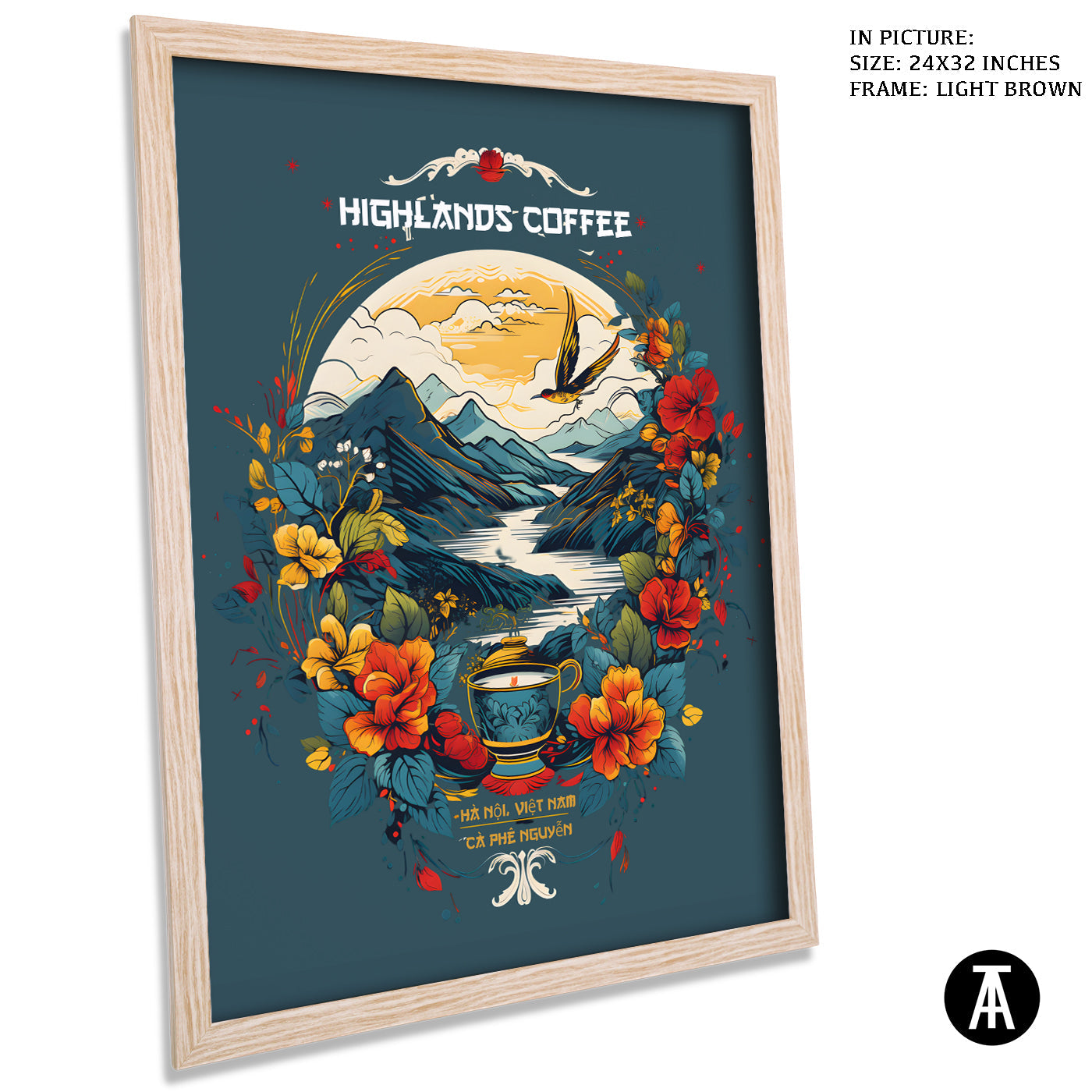 Artwork in Dark Brown Frame