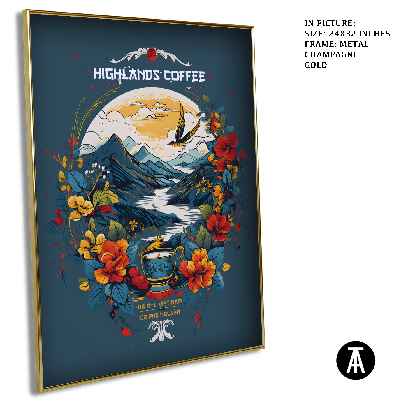 Artwork in Light Brown Frame