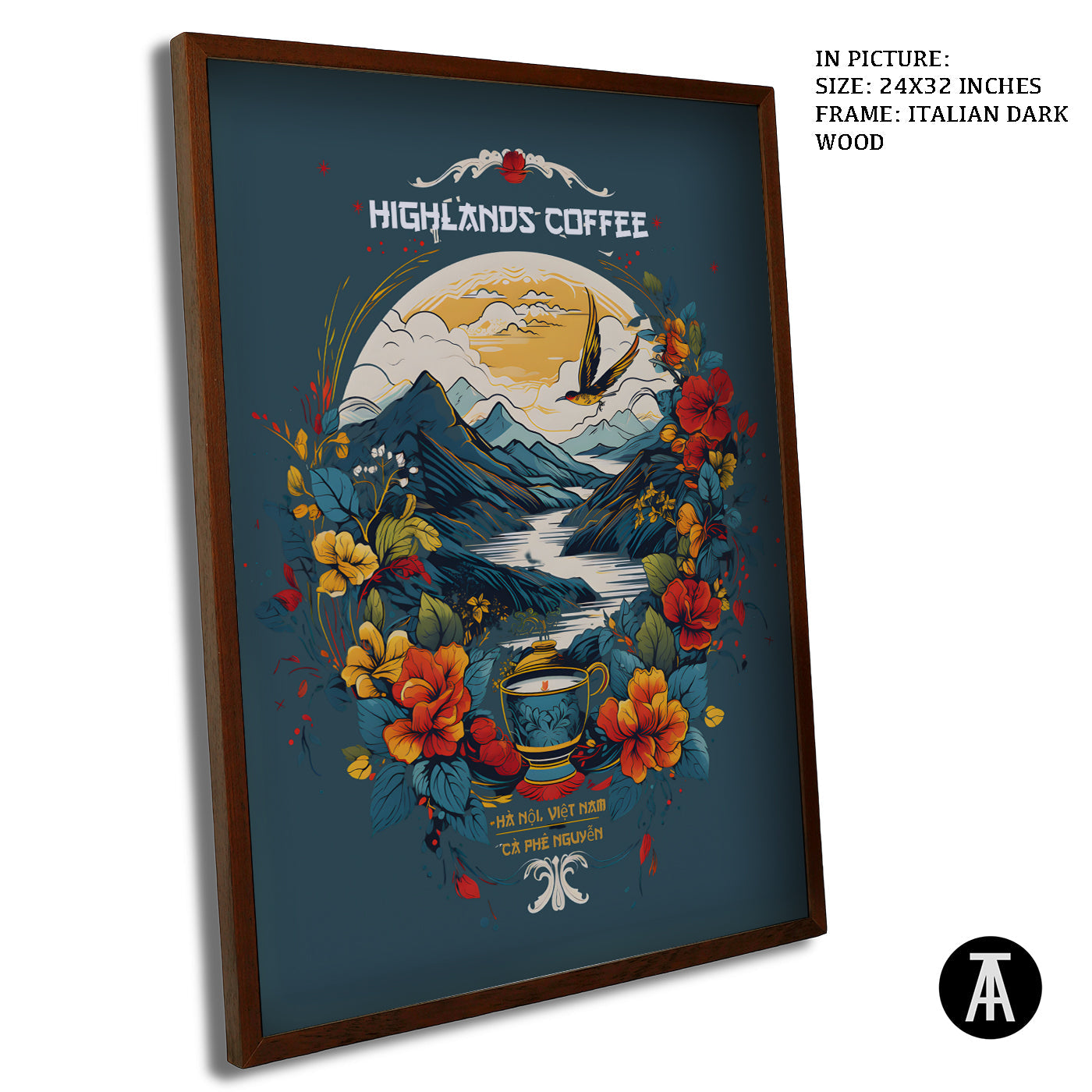 Artwork in Dark Wood Frame