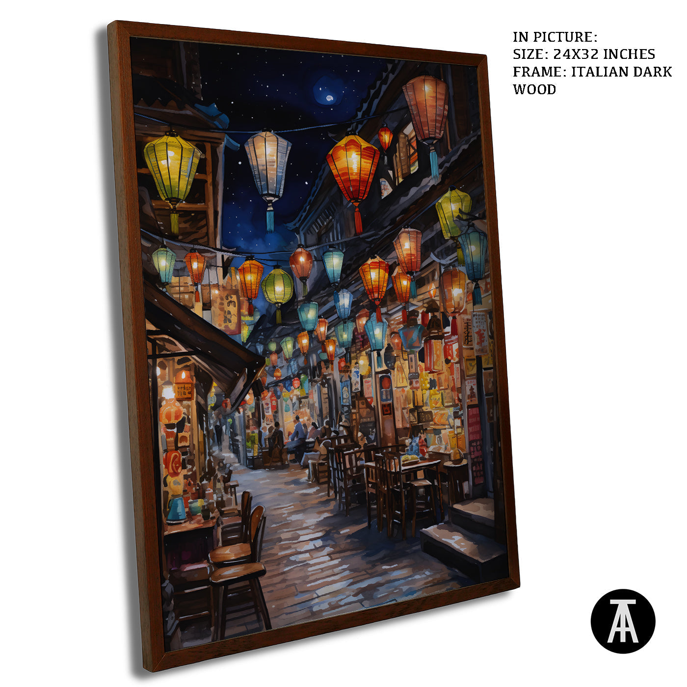 Artwork in Dark Wood Frame