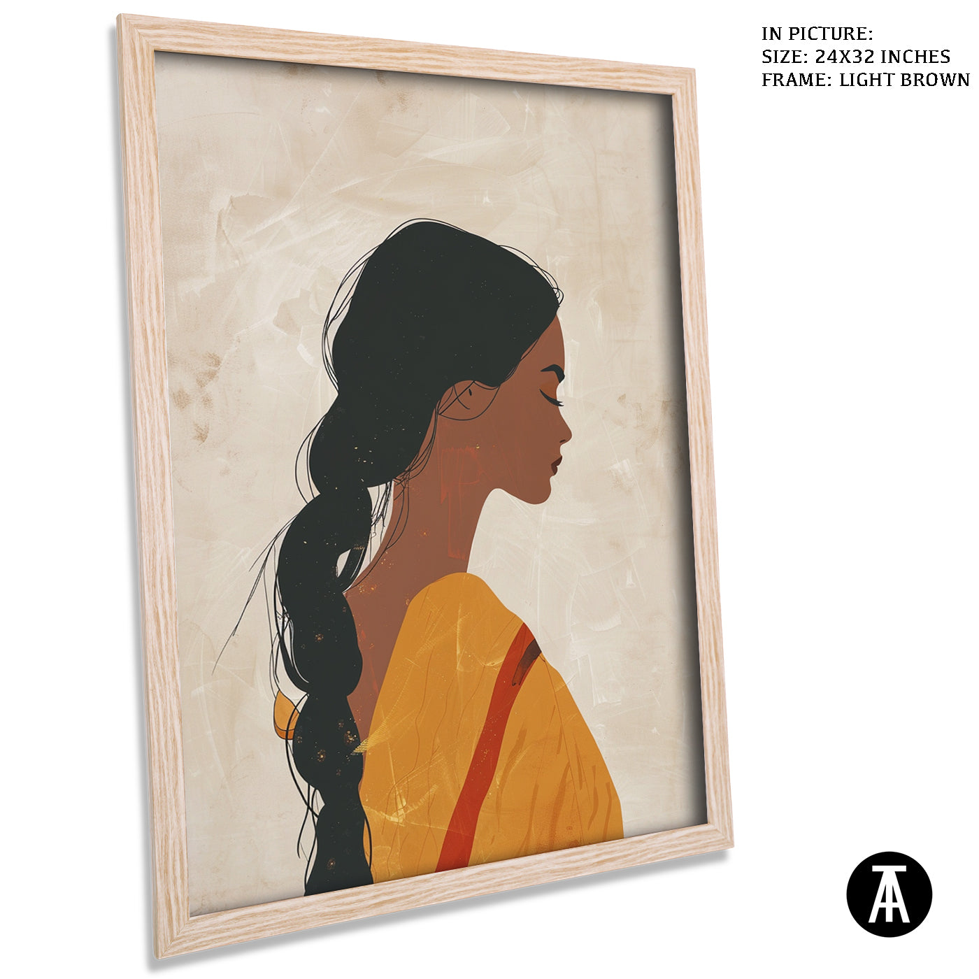 Artwork in Light Brown Frame
