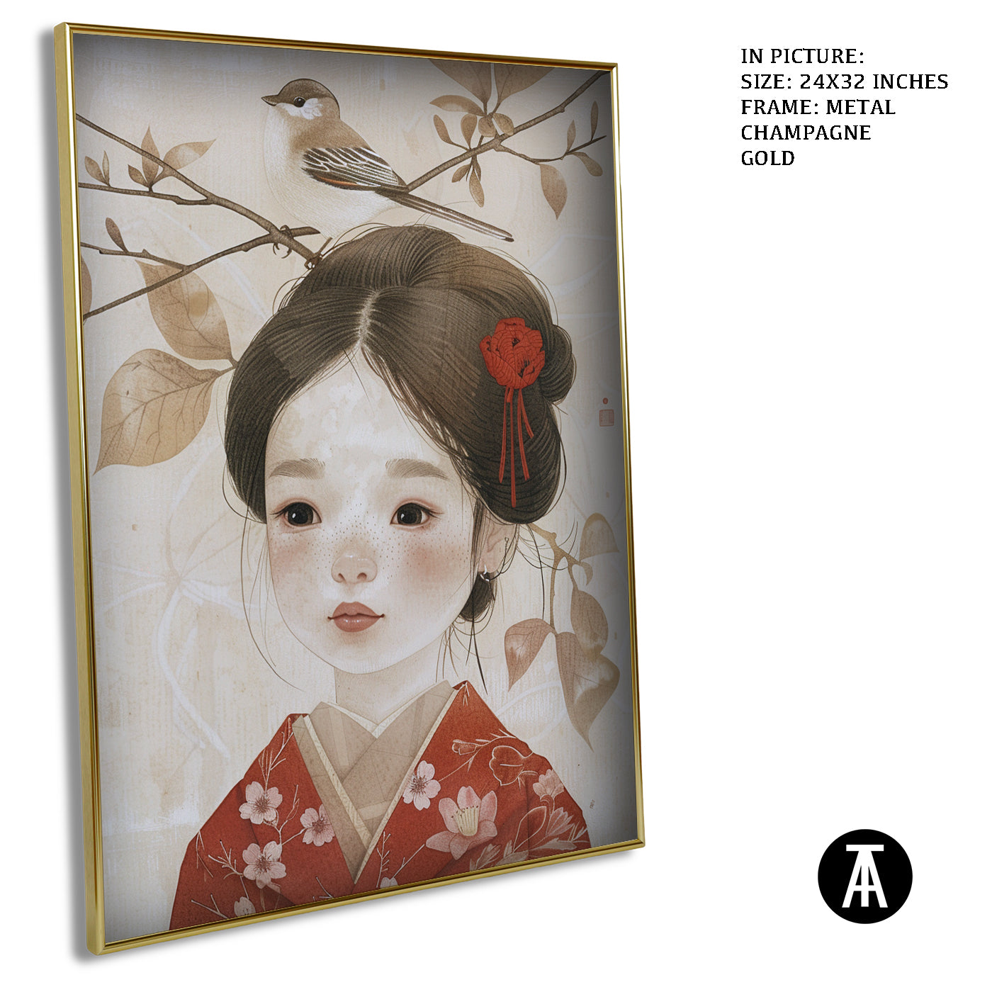 Artwork in Light Brown Frame