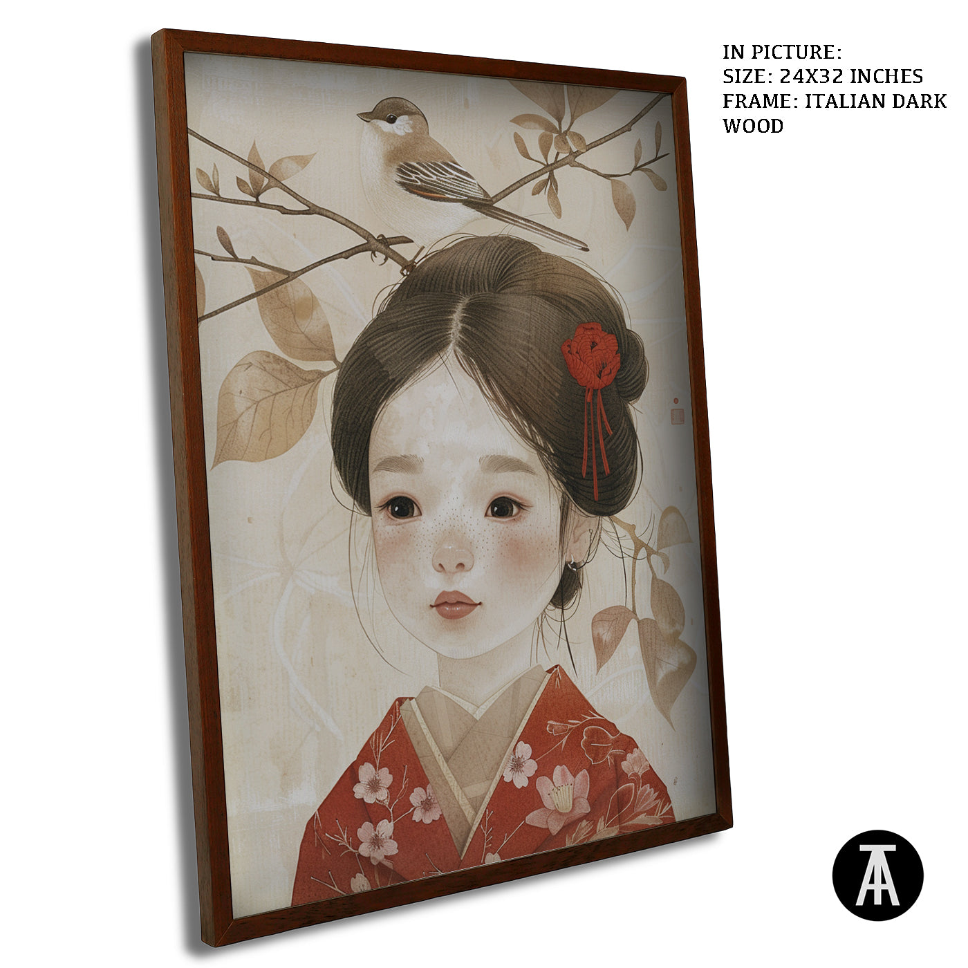 Artwork in Dark Wood Frame
