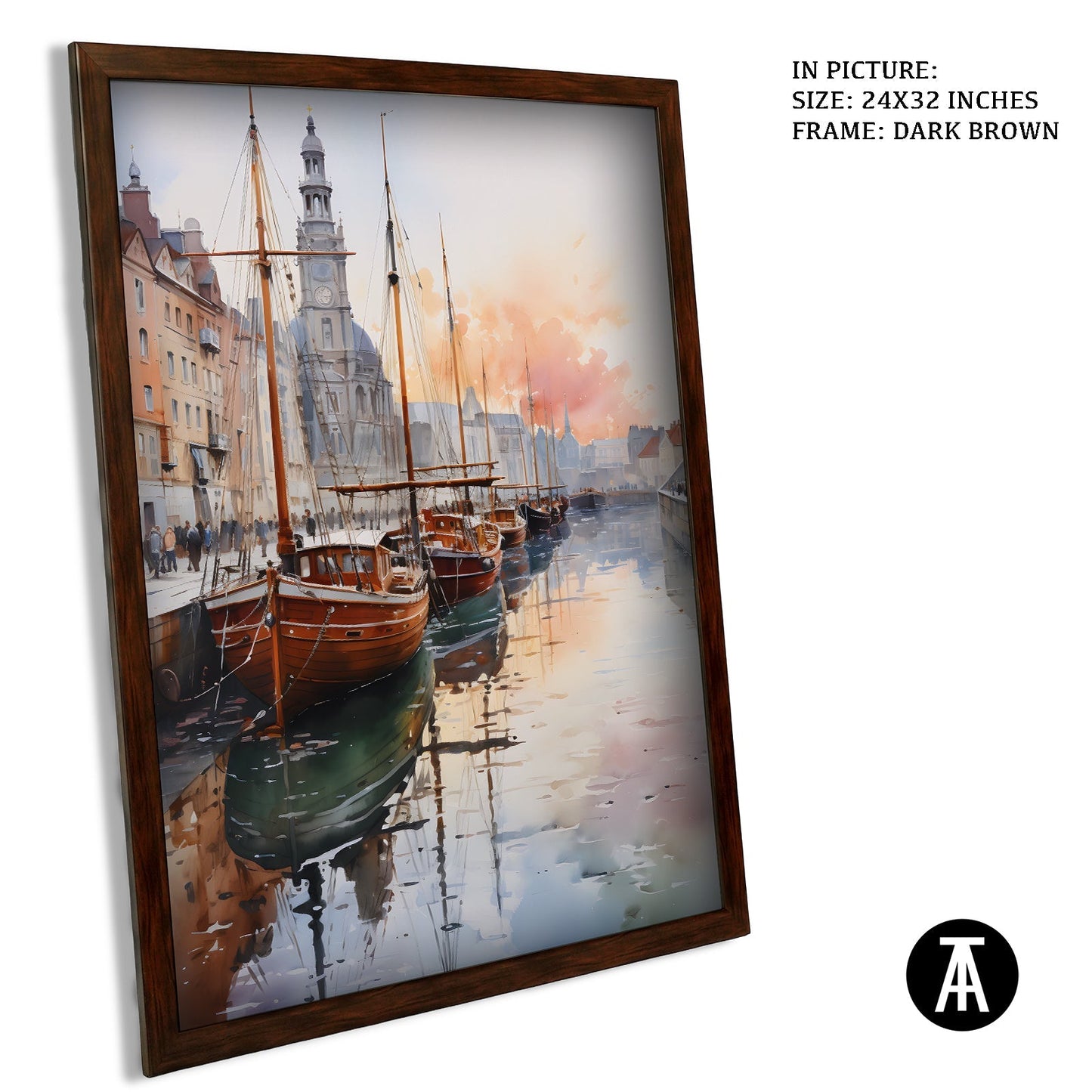 Artwork in Dark Brown Frame