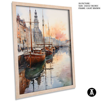 Artwork in Light Brown Frame