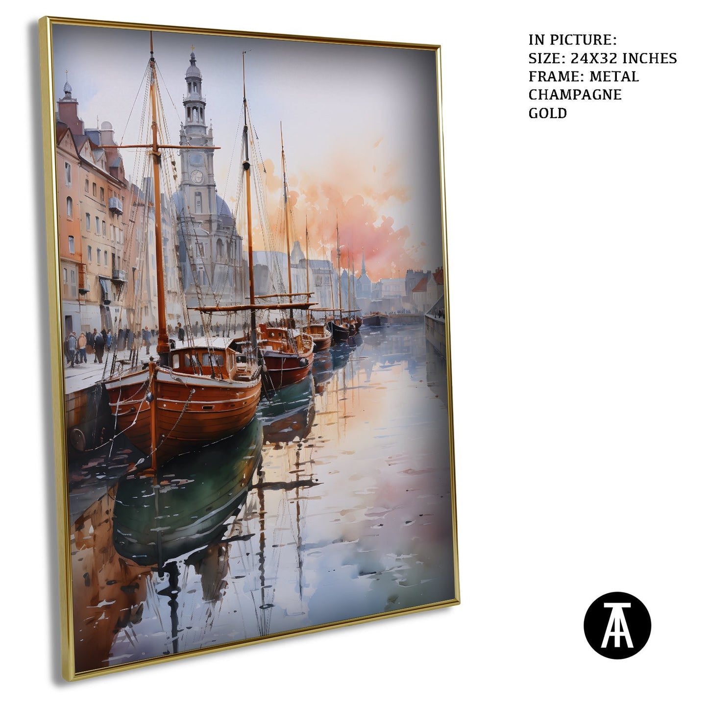 Artwork in Metal Champagne Gold Frame