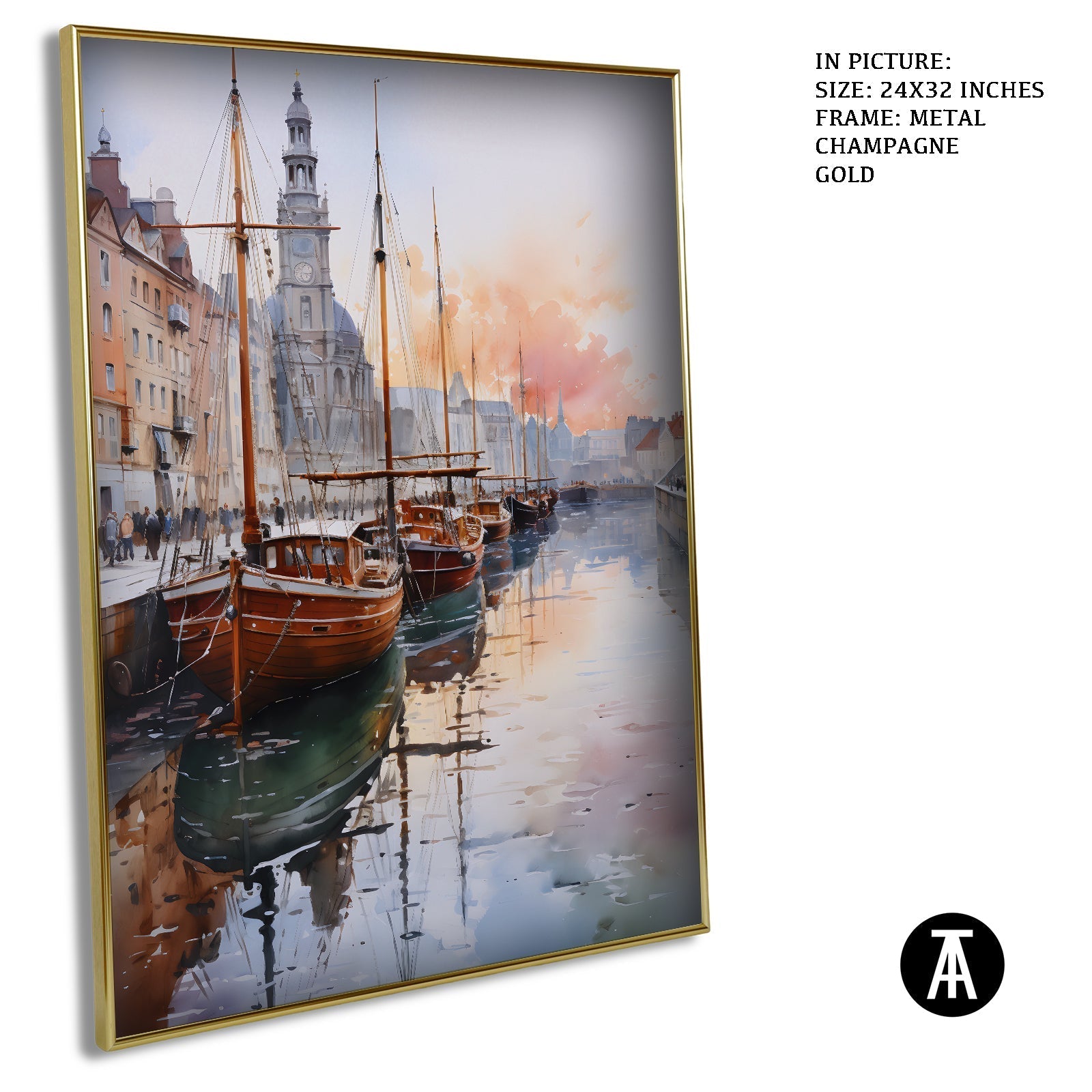 Artwork in Metal Champagne Gold Frame