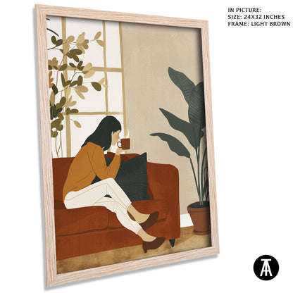 Artwork in Dark Brown Frame