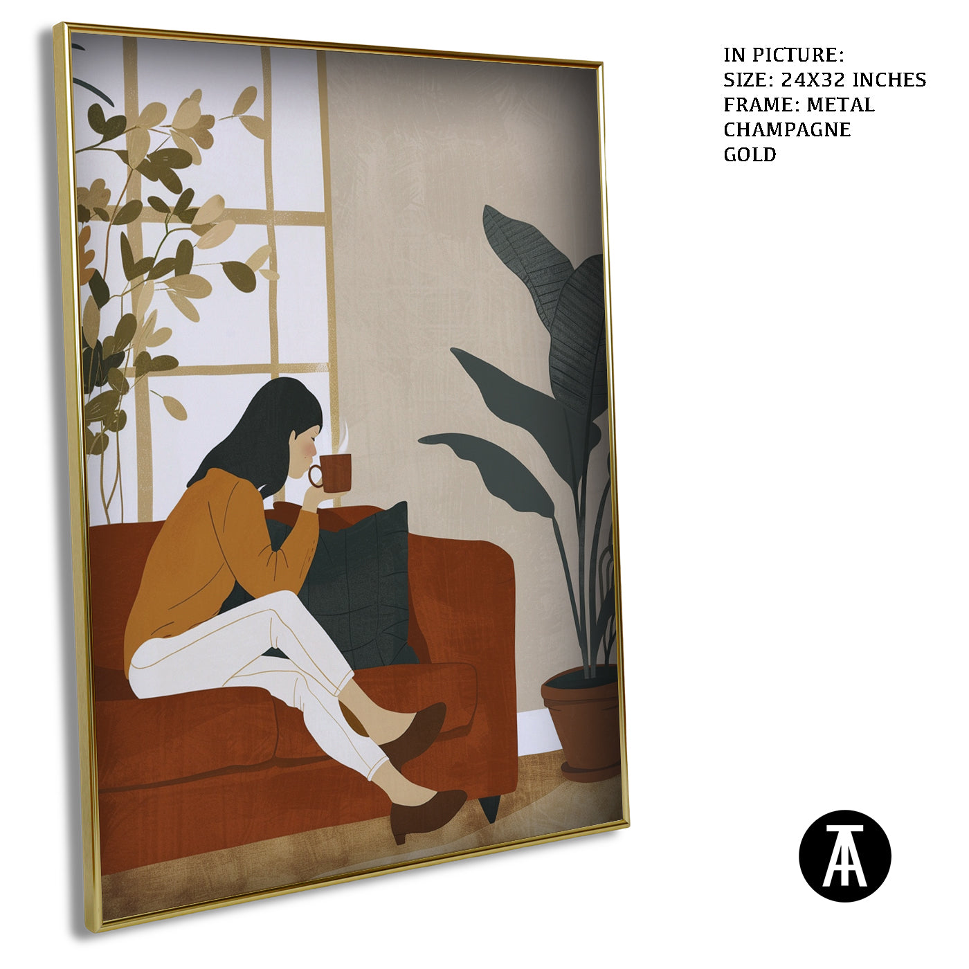 Artwork in Light Brown Frame