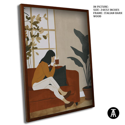 Artwork in Dark Wood Frame