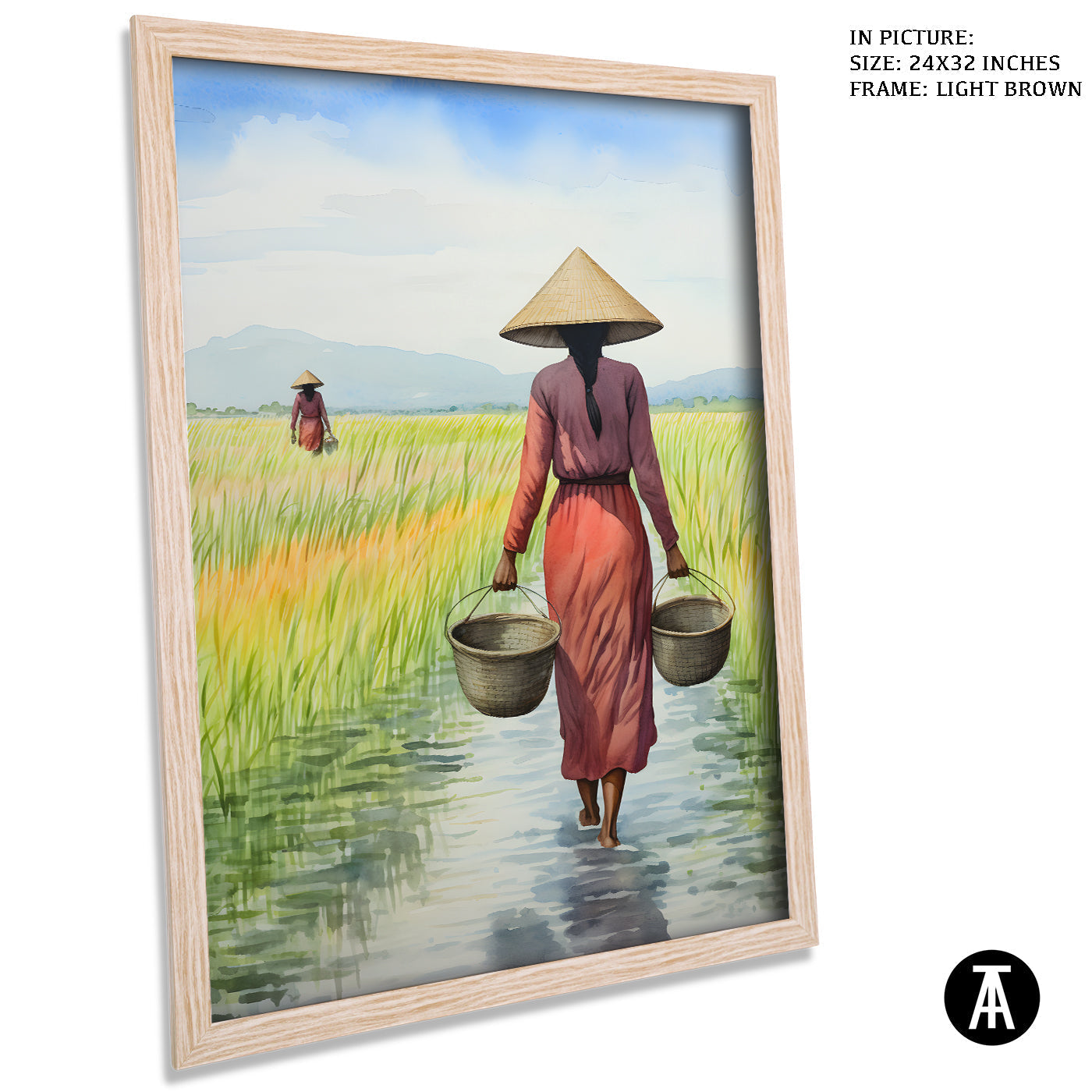 Artwork in Dark Brown Frame