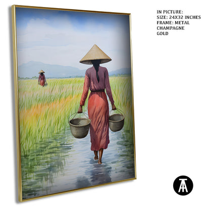 Artwork in Light Brown Frame