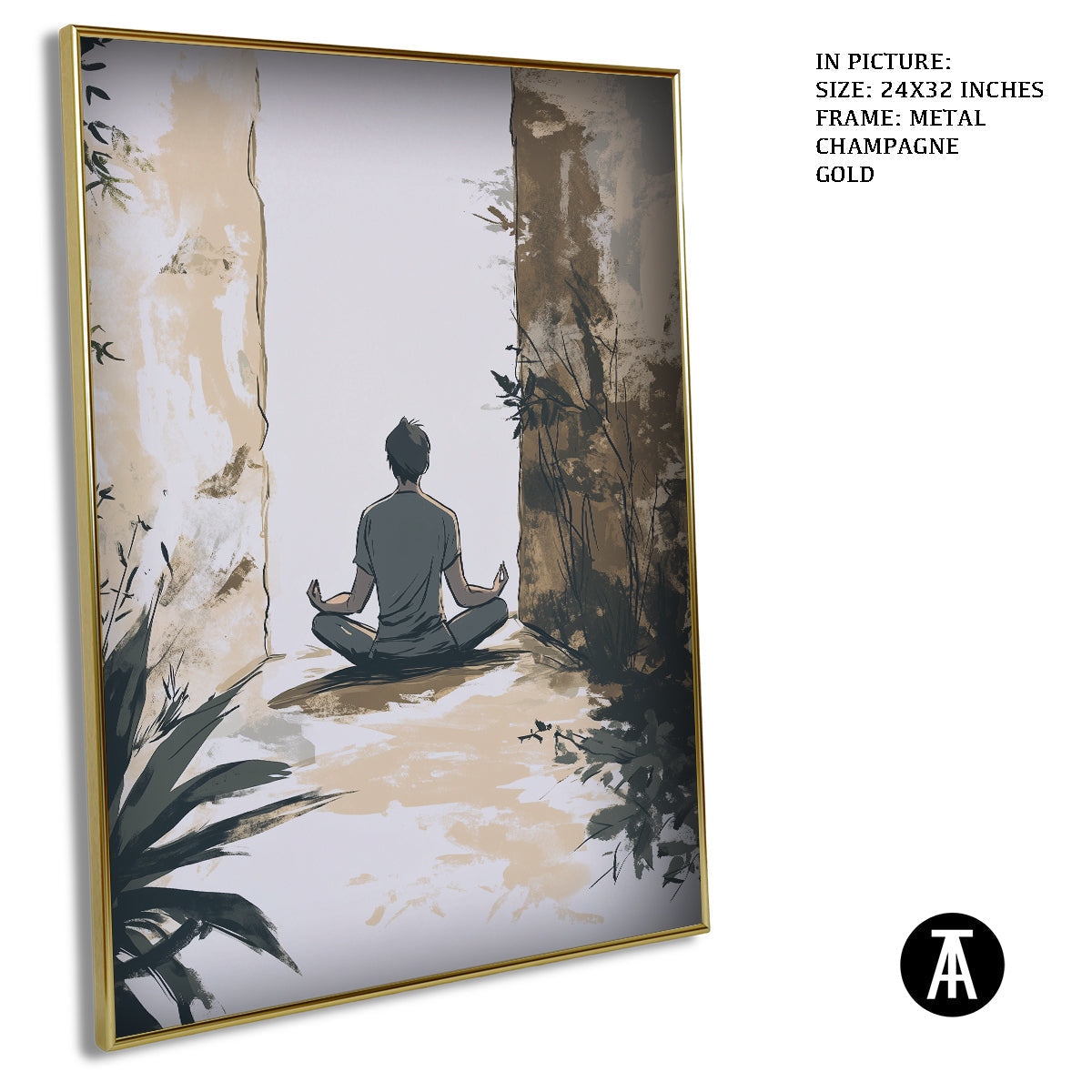 Artwork in Light Brown Frame