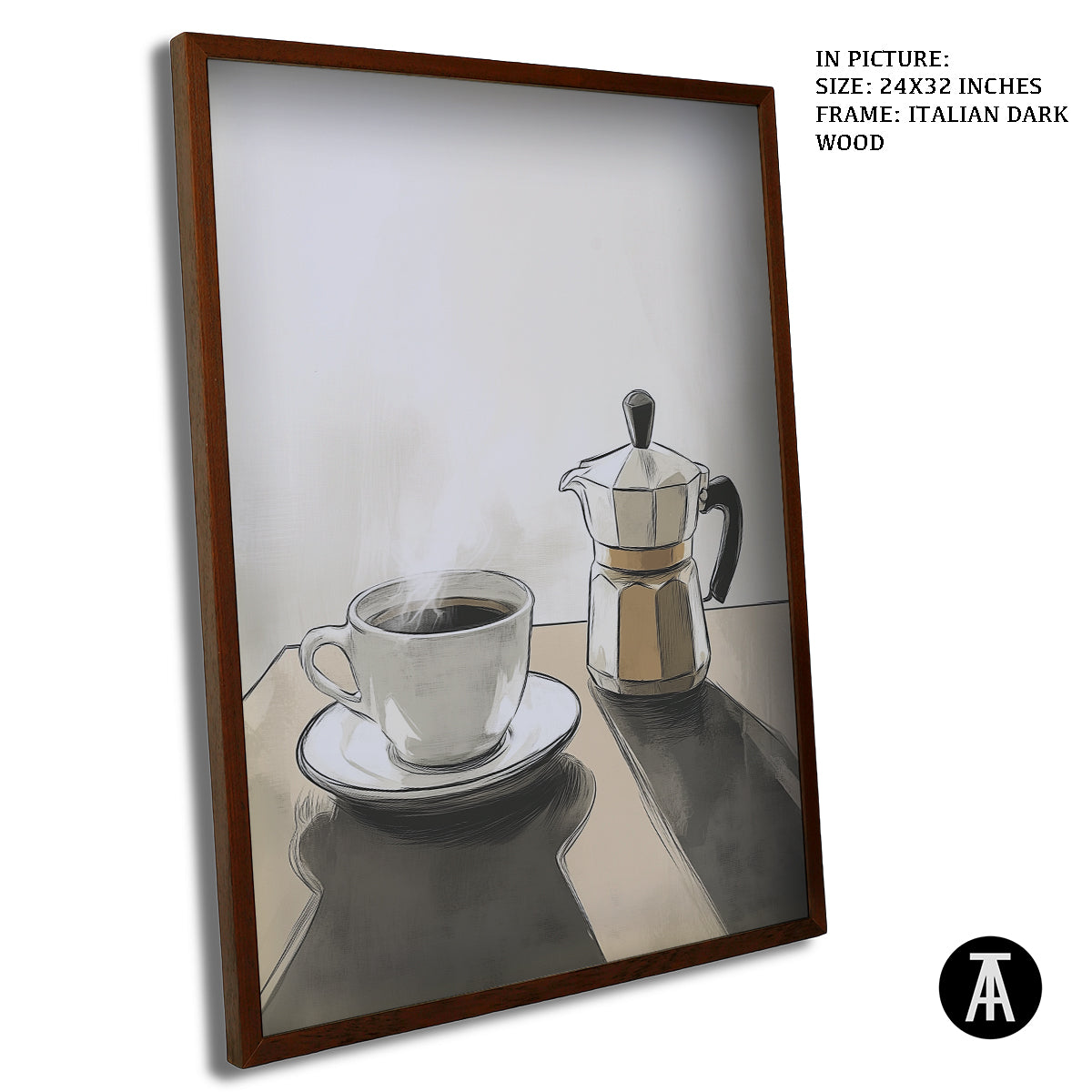 Artwork in Dark Wood Frame