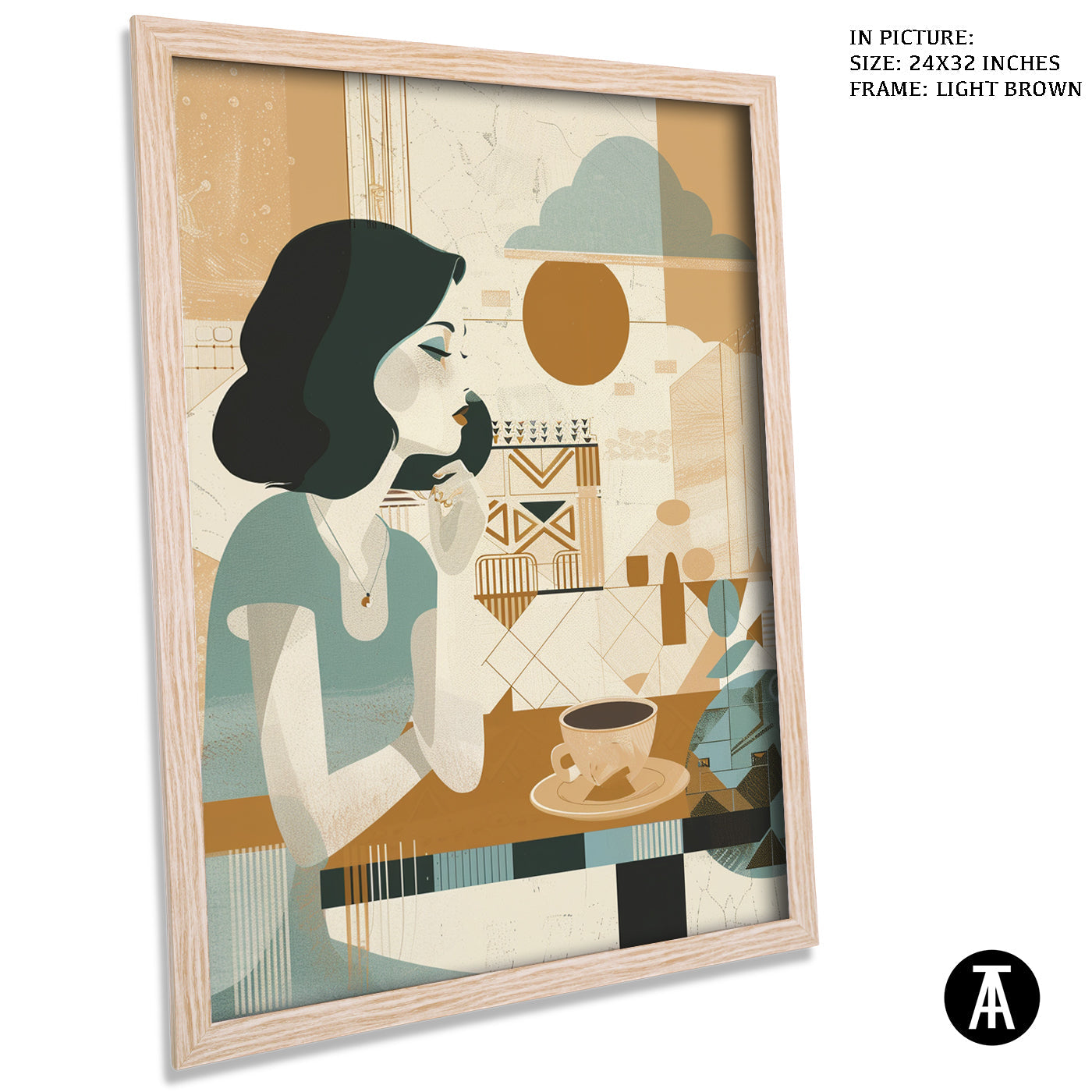Artwork in Dark Brown Frame