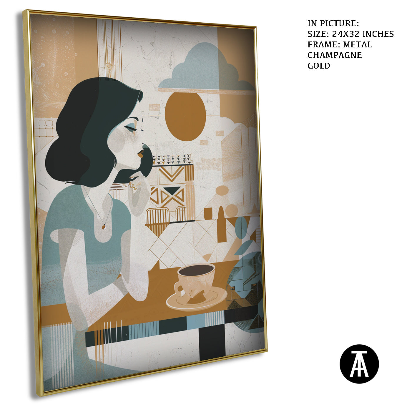 Artwork in Light Brown Frame
