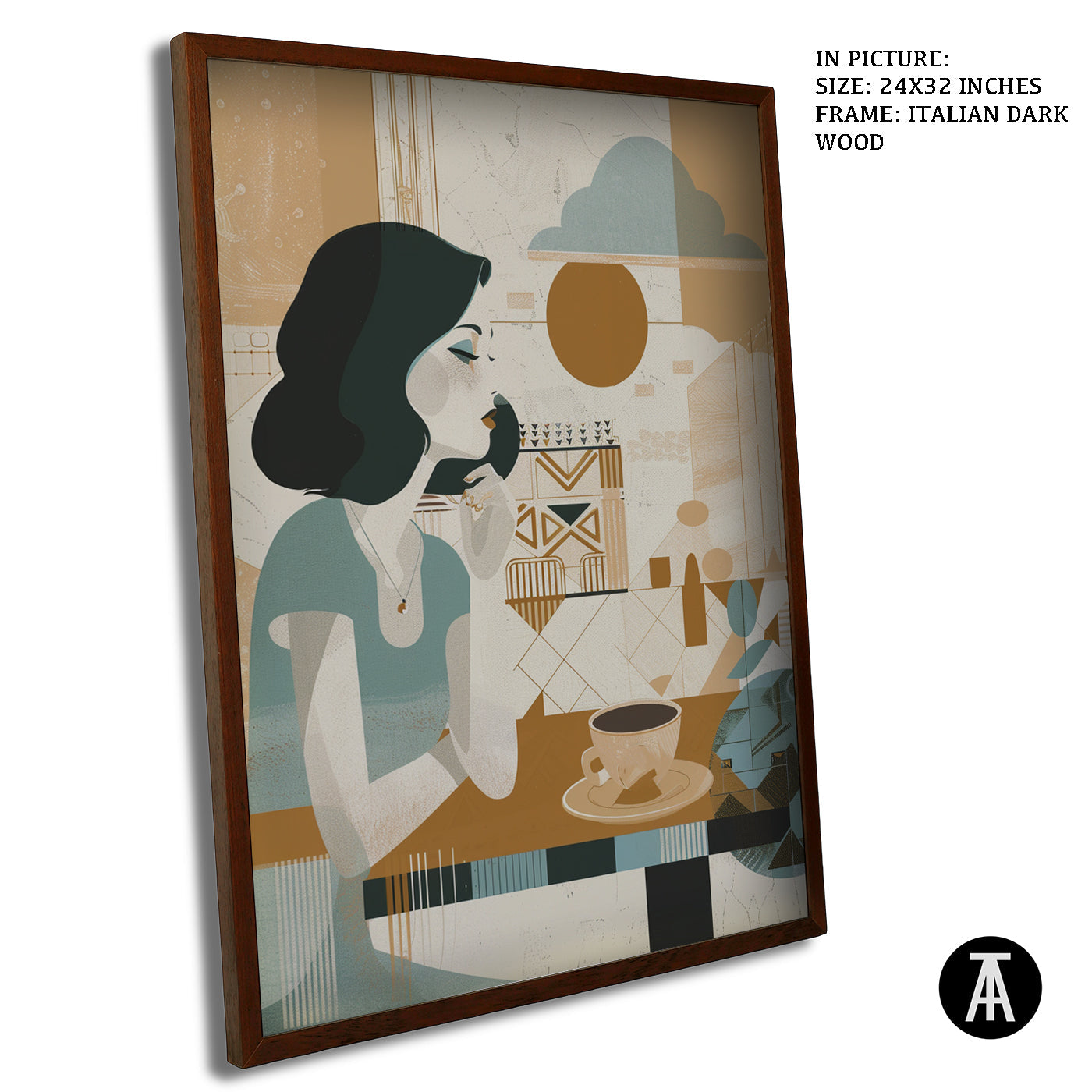 Artwork in Dark Wood Frame