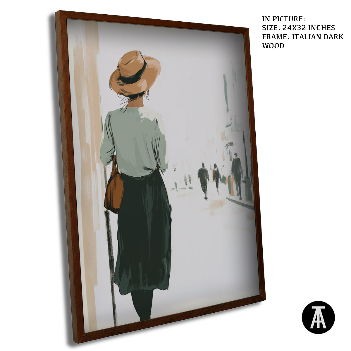 Artwork in Dark Wood Frame