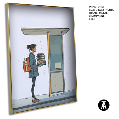 Artwork in Light Brown Frame
