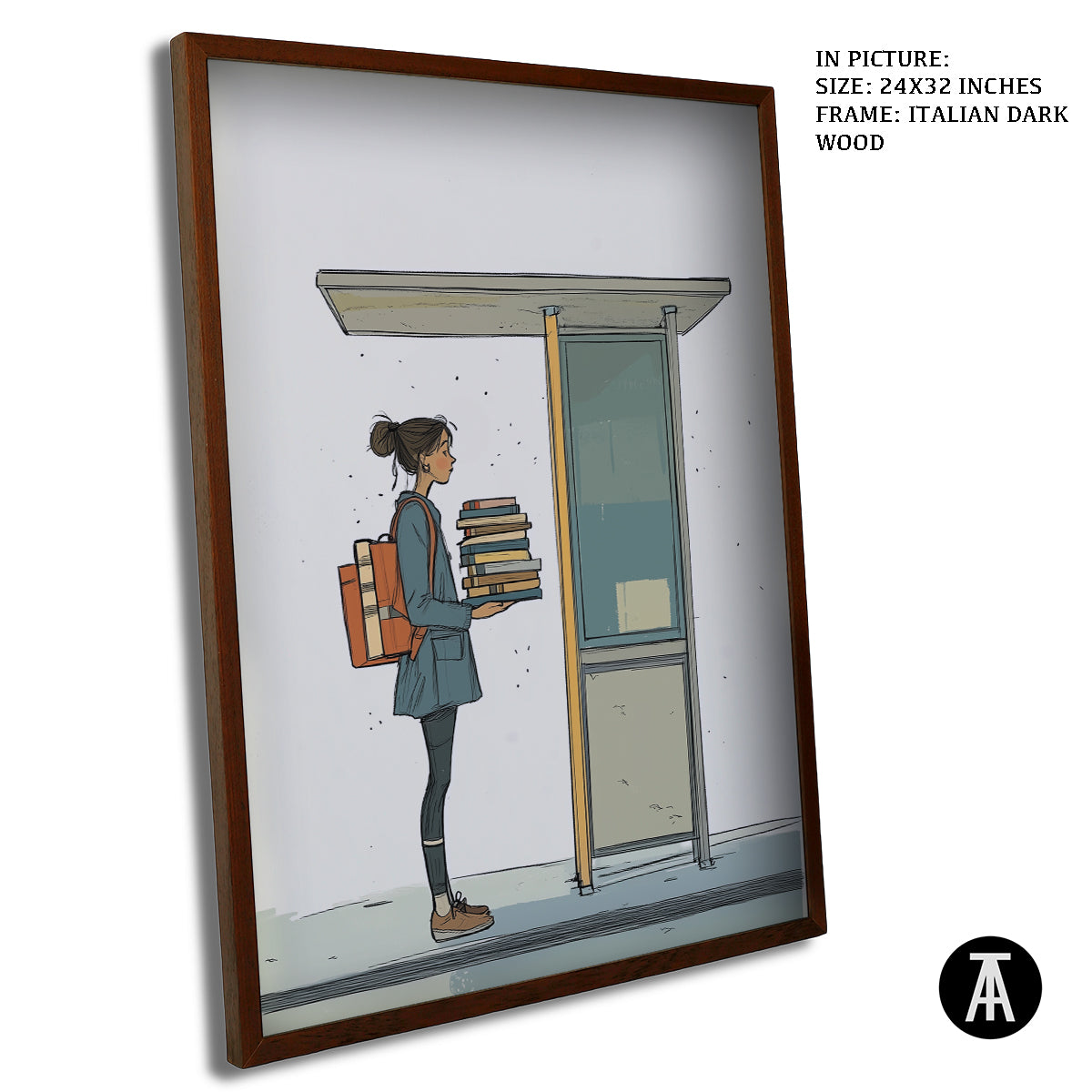 Artwork in Dark Wood Frame
