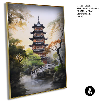 Artwork in Light Brown Frame