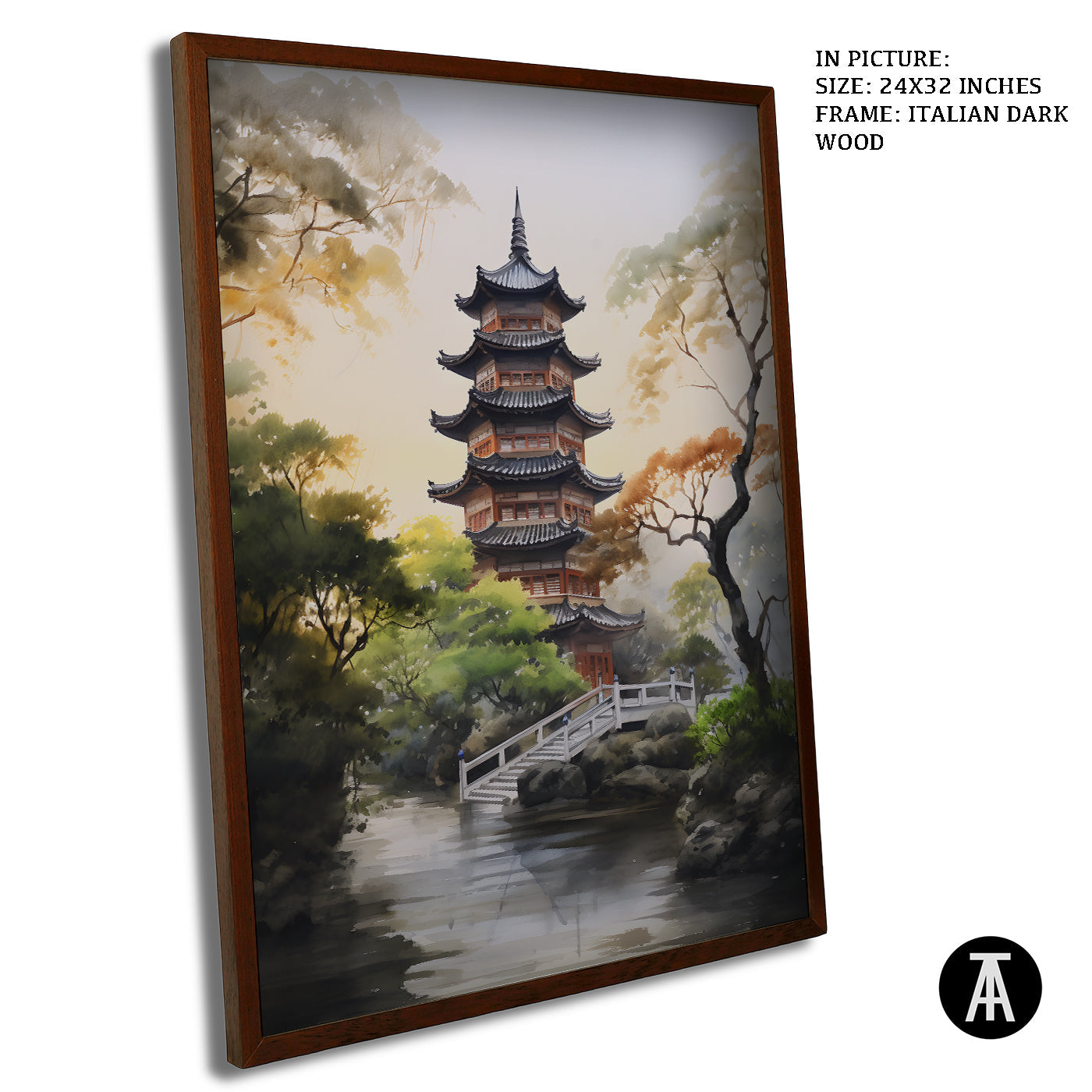 Artwork in Dark Wood Frame