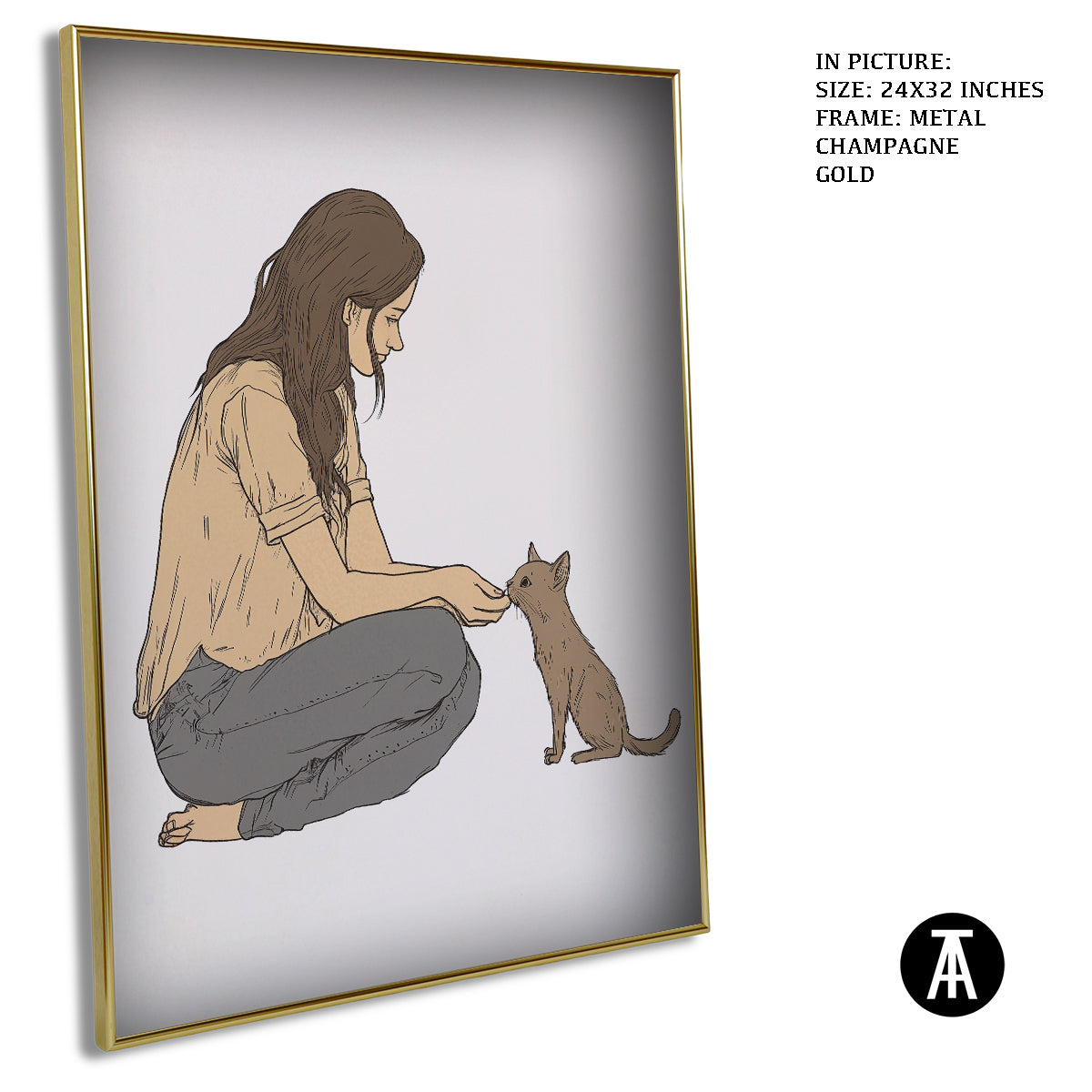 Artwork in Light Brown Frame