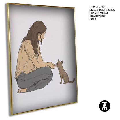 Artwork in Light Brown Frame