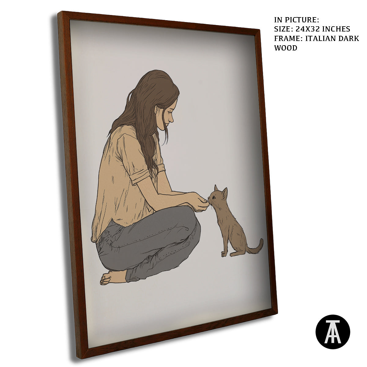 Artwork in Dark Wood Frame