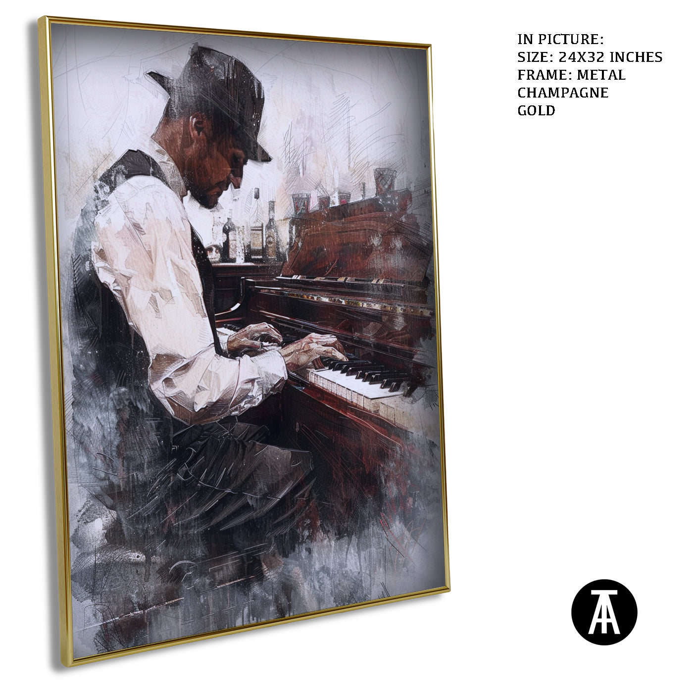 Artwork in Light Brown Frame