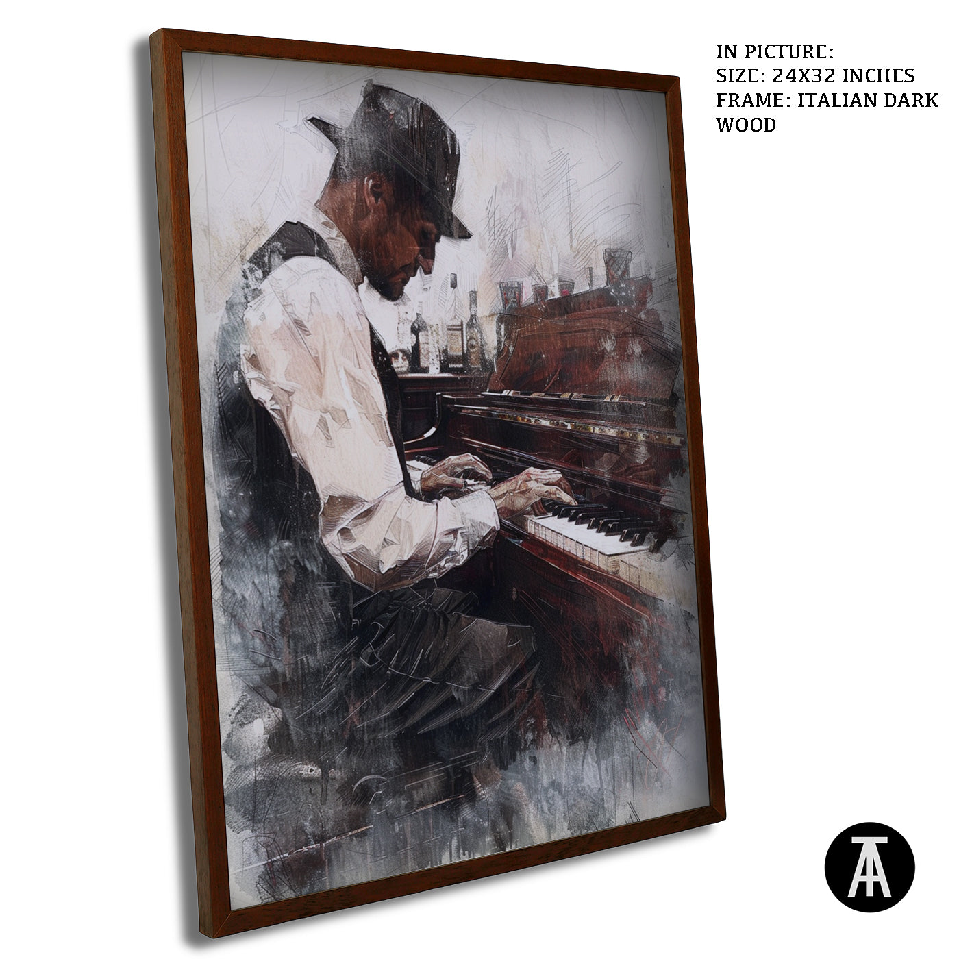 Artwork in Dark Wood Frame