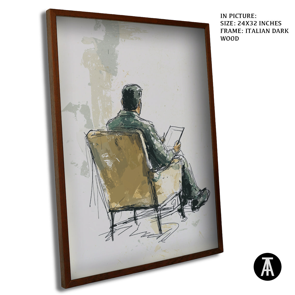 Artwork in Dark Wood Frame