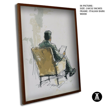 Artwork in Dark Wood Frame
