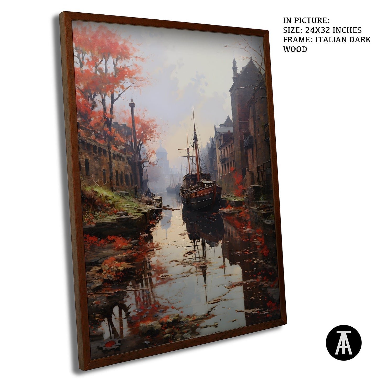 Artwork in Dark Wood Frame