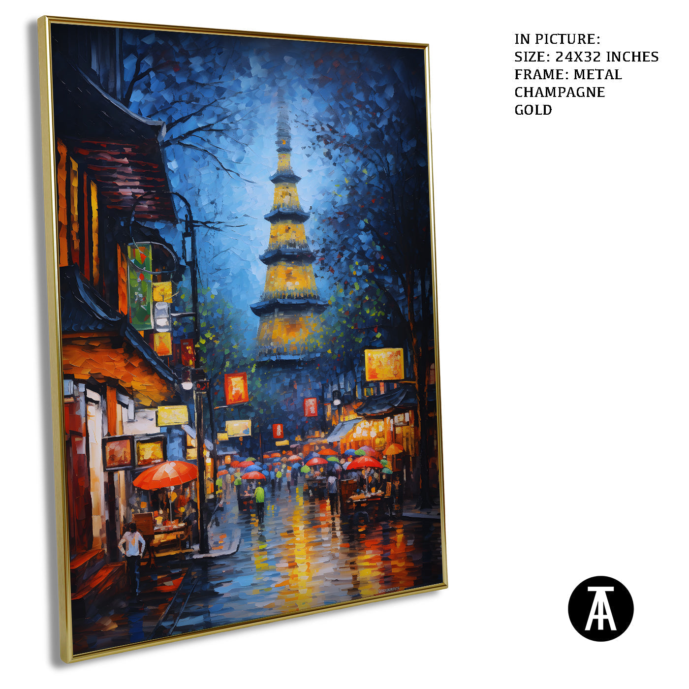 Artwork in Light Brown Frame