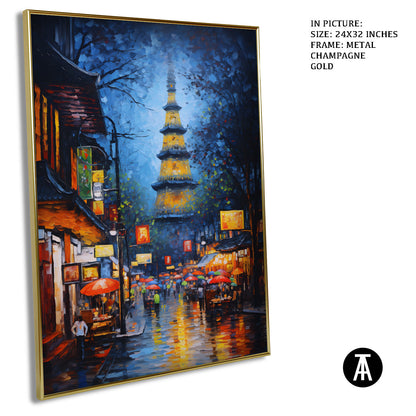 Artwork in Light Brown Frame