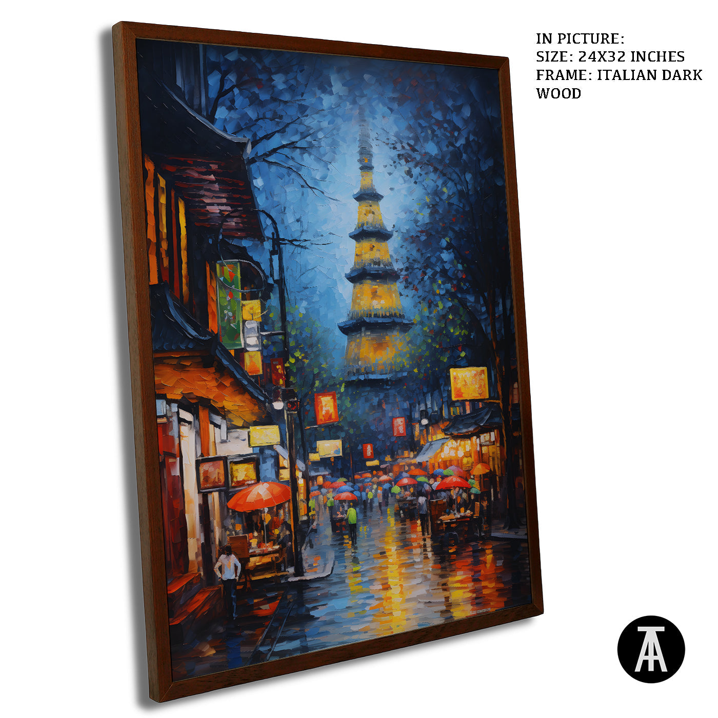 Artwork in Dark Wood Frame