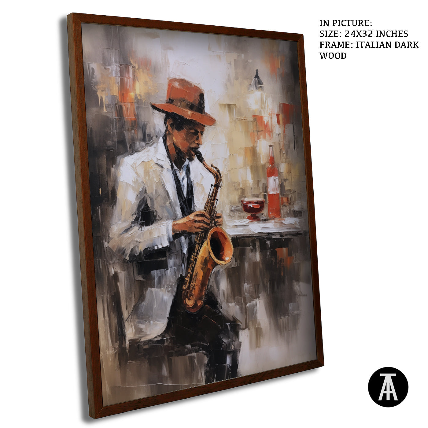 Artwork in Dark Wood Frame
