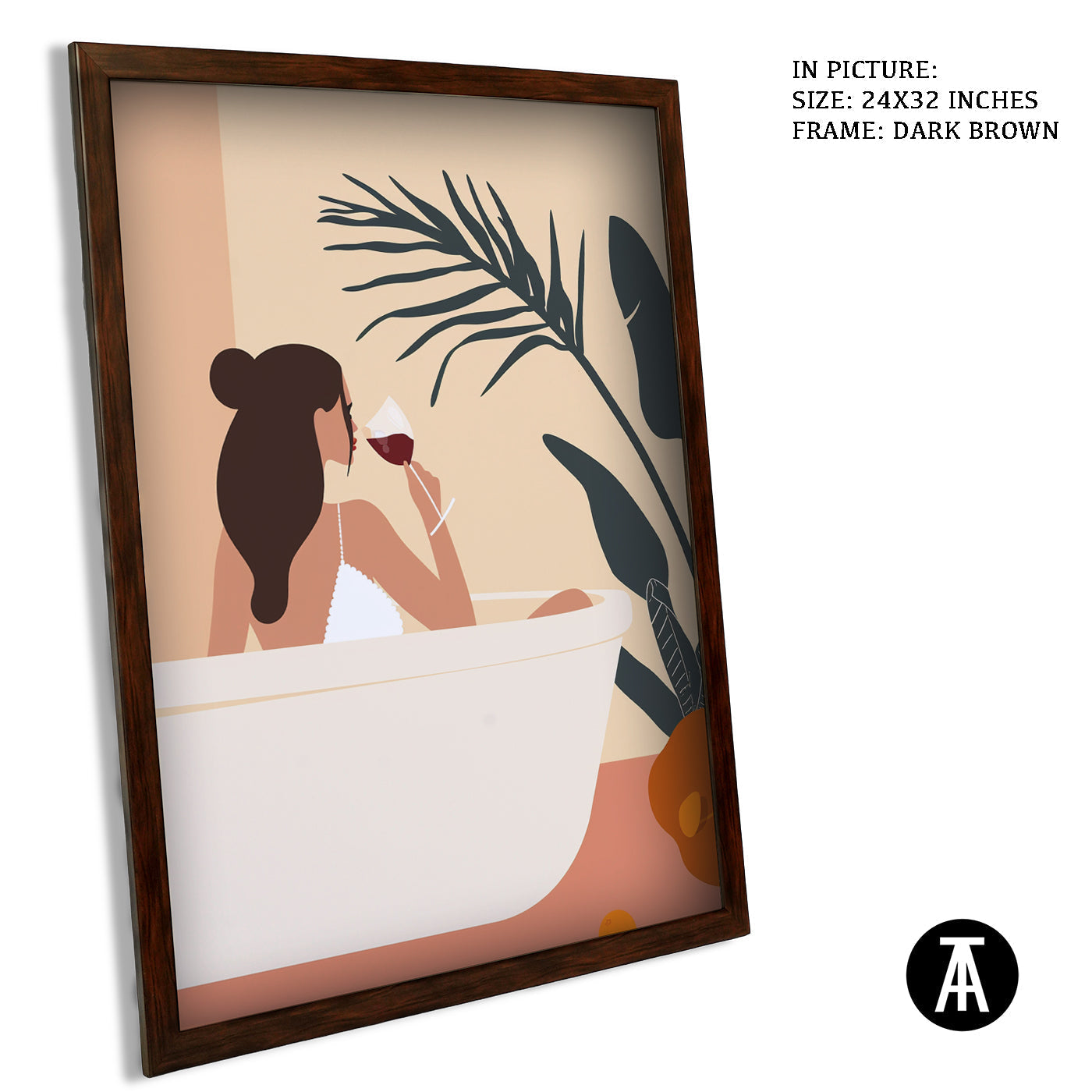Artwork in Dark Brown Frame