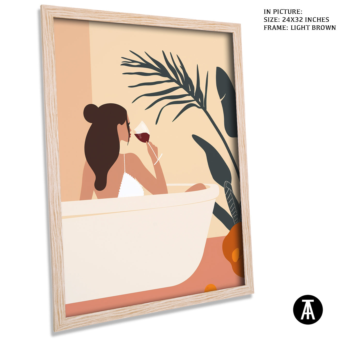 Artwork in Light Brown Frame