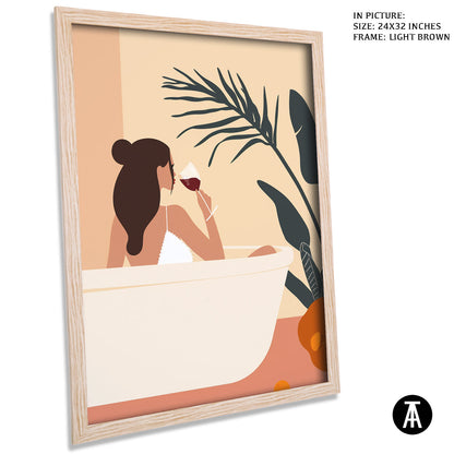 Artwork in Light Brown Frame