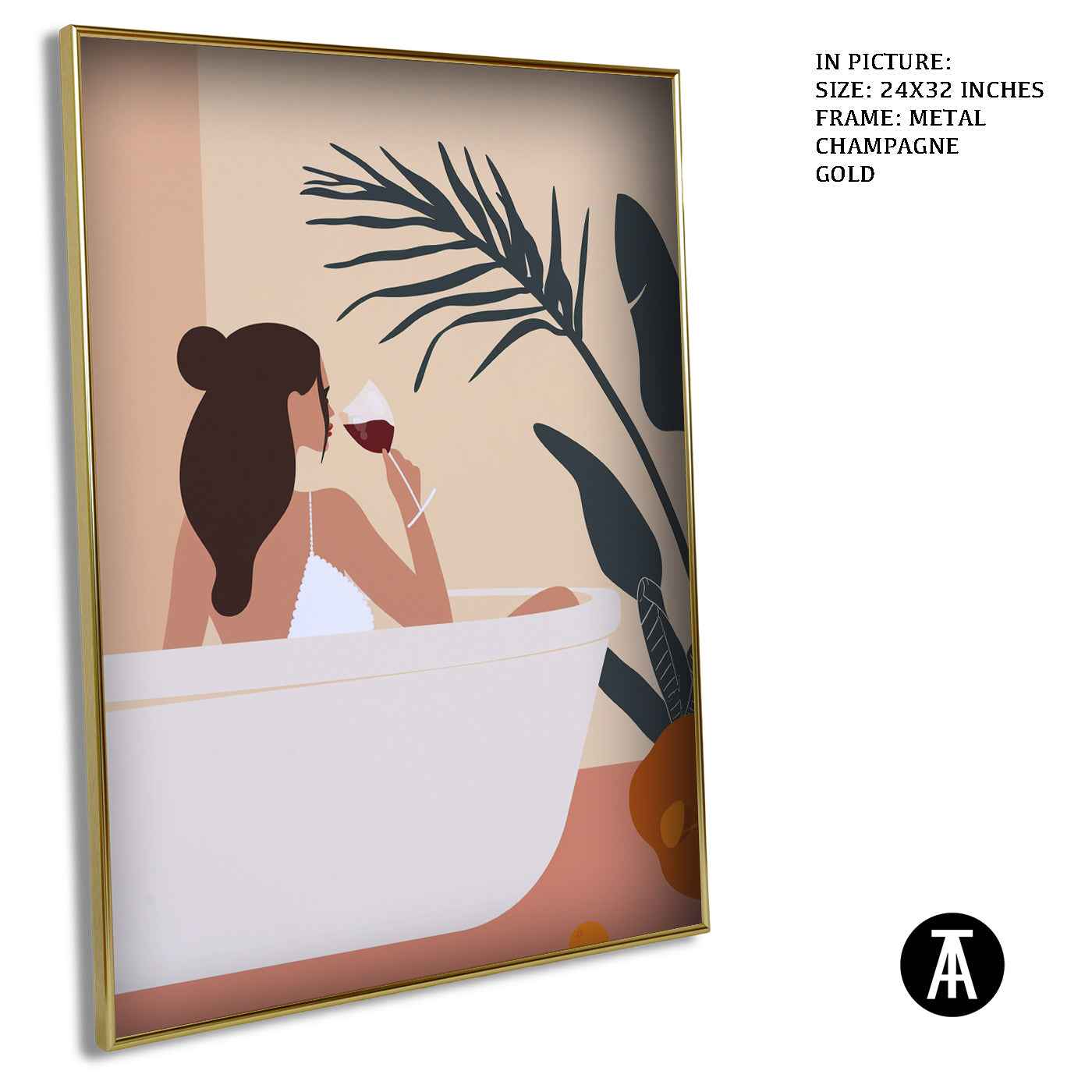 Artwork in Metal Champagne Gold Frame