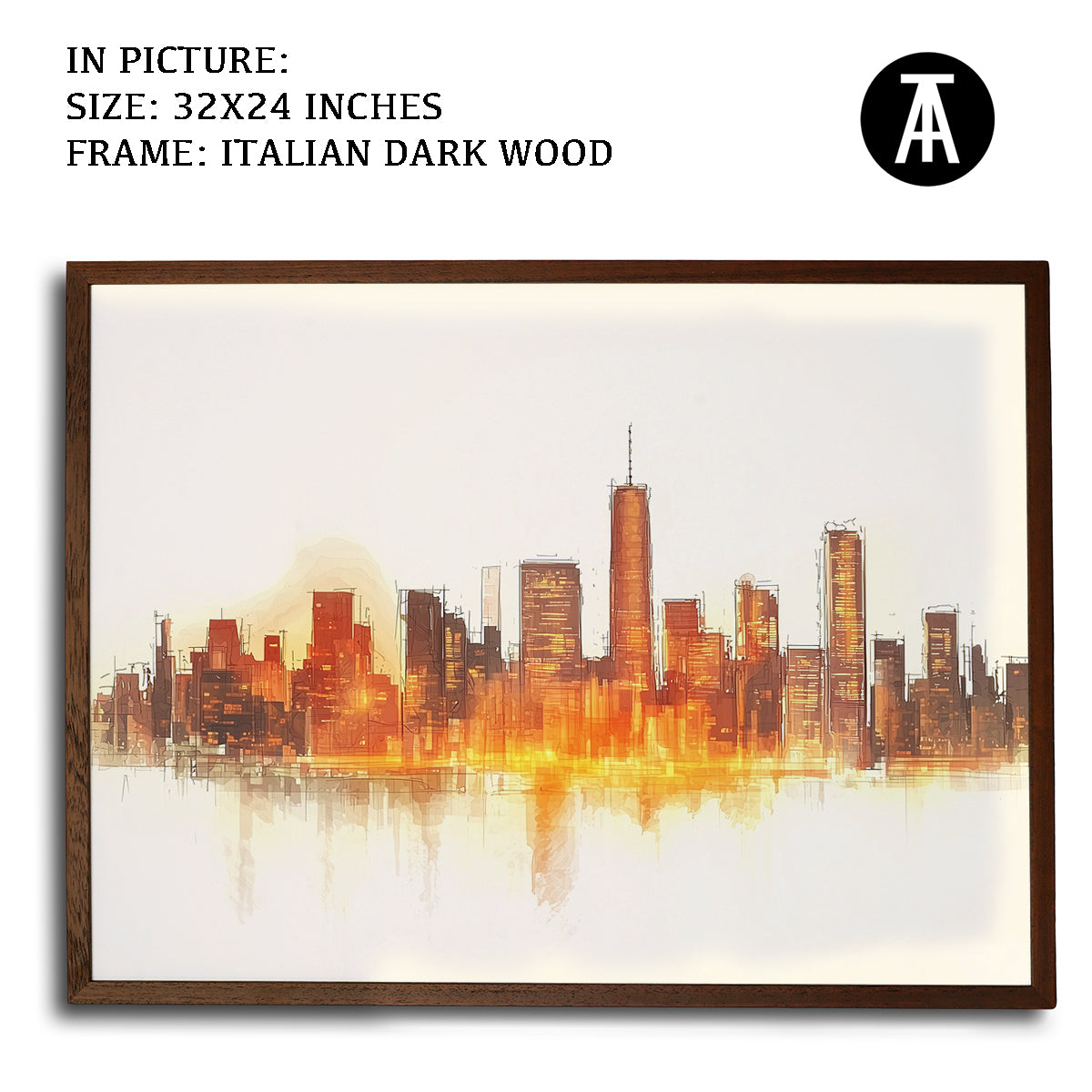 Artwork in Dark Wood Frame