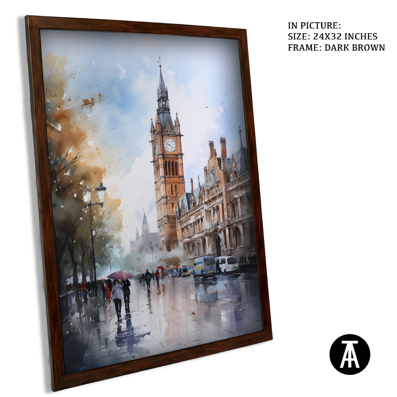 Artwork in Dark Brown Frame